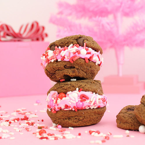 CHOCOLATE PINK PEPPERMINT COOKIE SANDWICHES – Layer Cake Shop