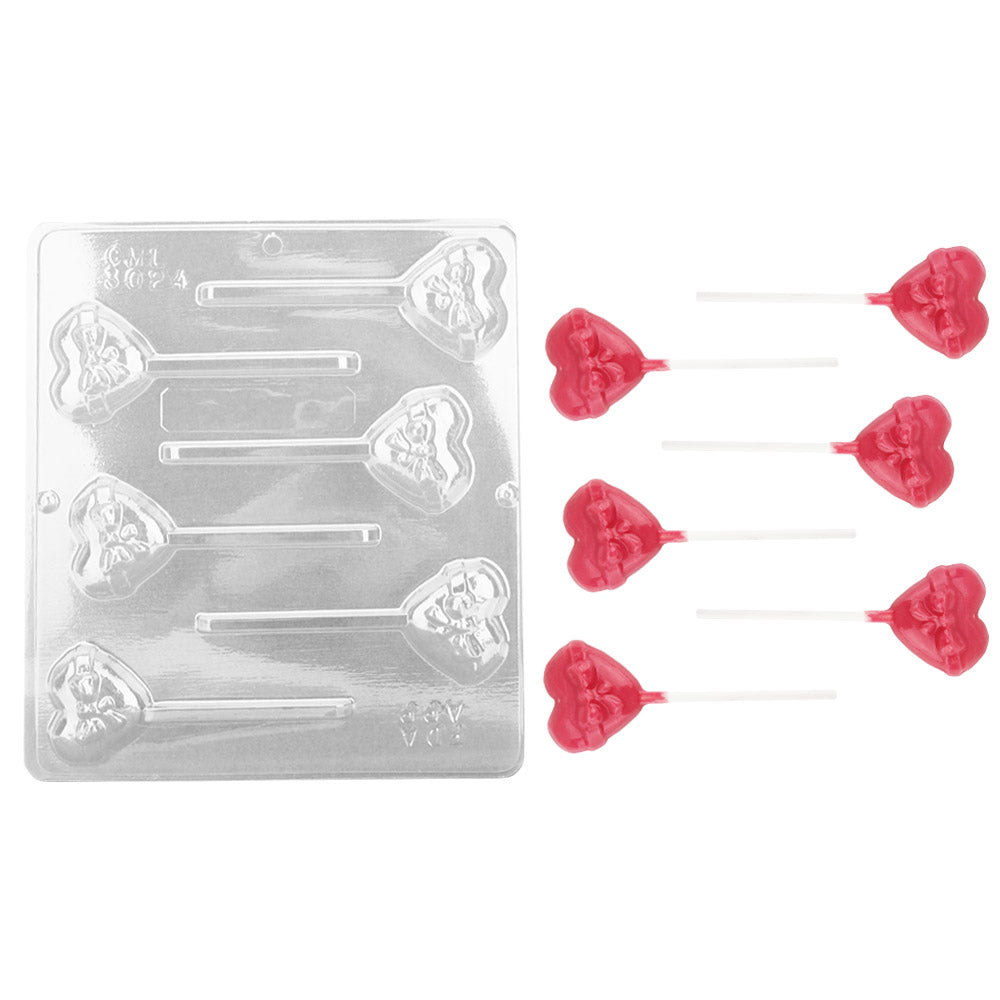 Bow Heart Lollipop Chocolate Mold