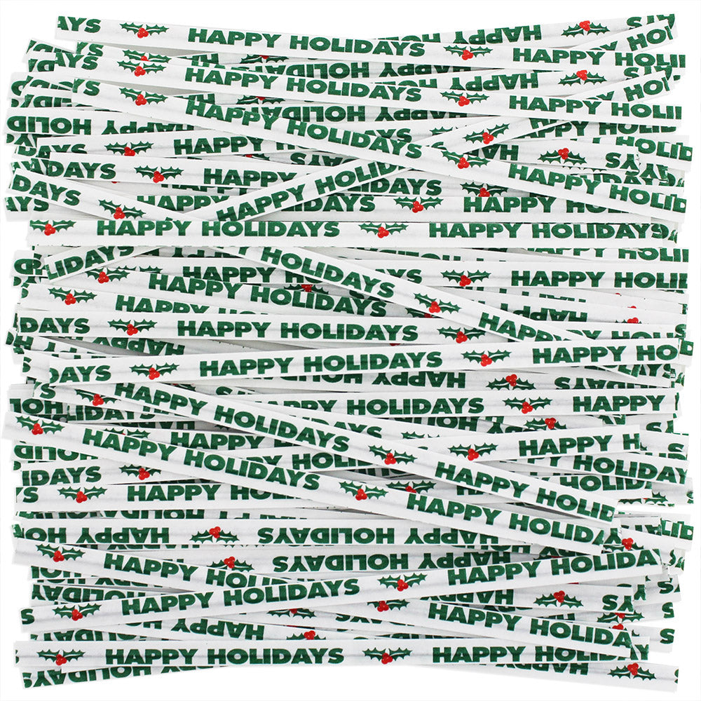 Happy Holidays Paper Twist Ties