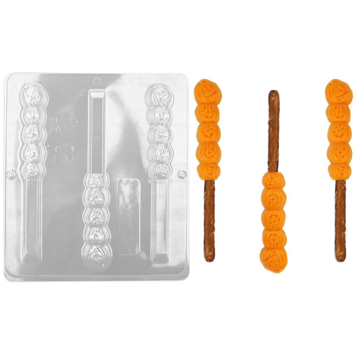 Jack-O-Lantern Pretzel Rod Lollipop Chocolate Mold