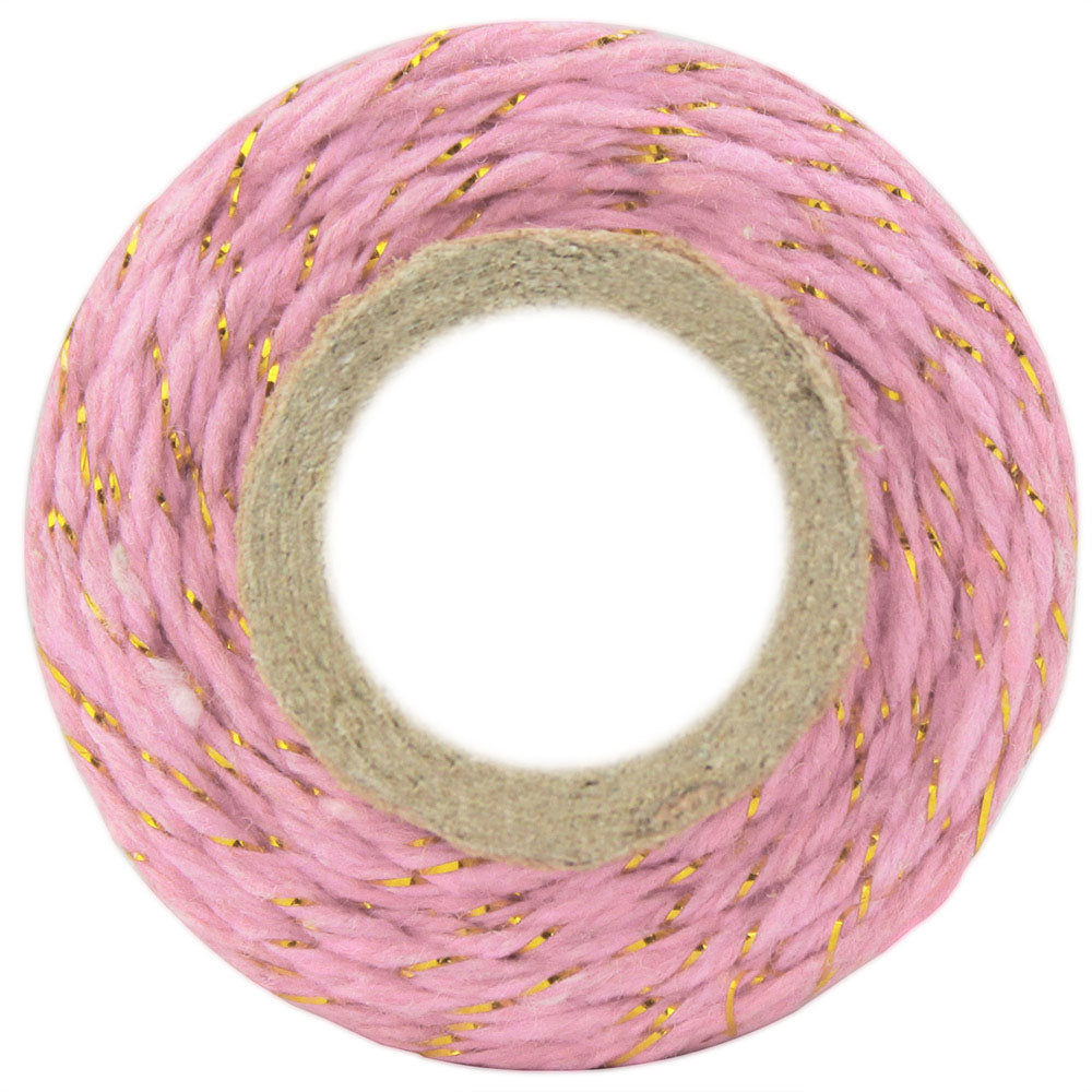 Light Pink & Gold Striped Bakers Twine