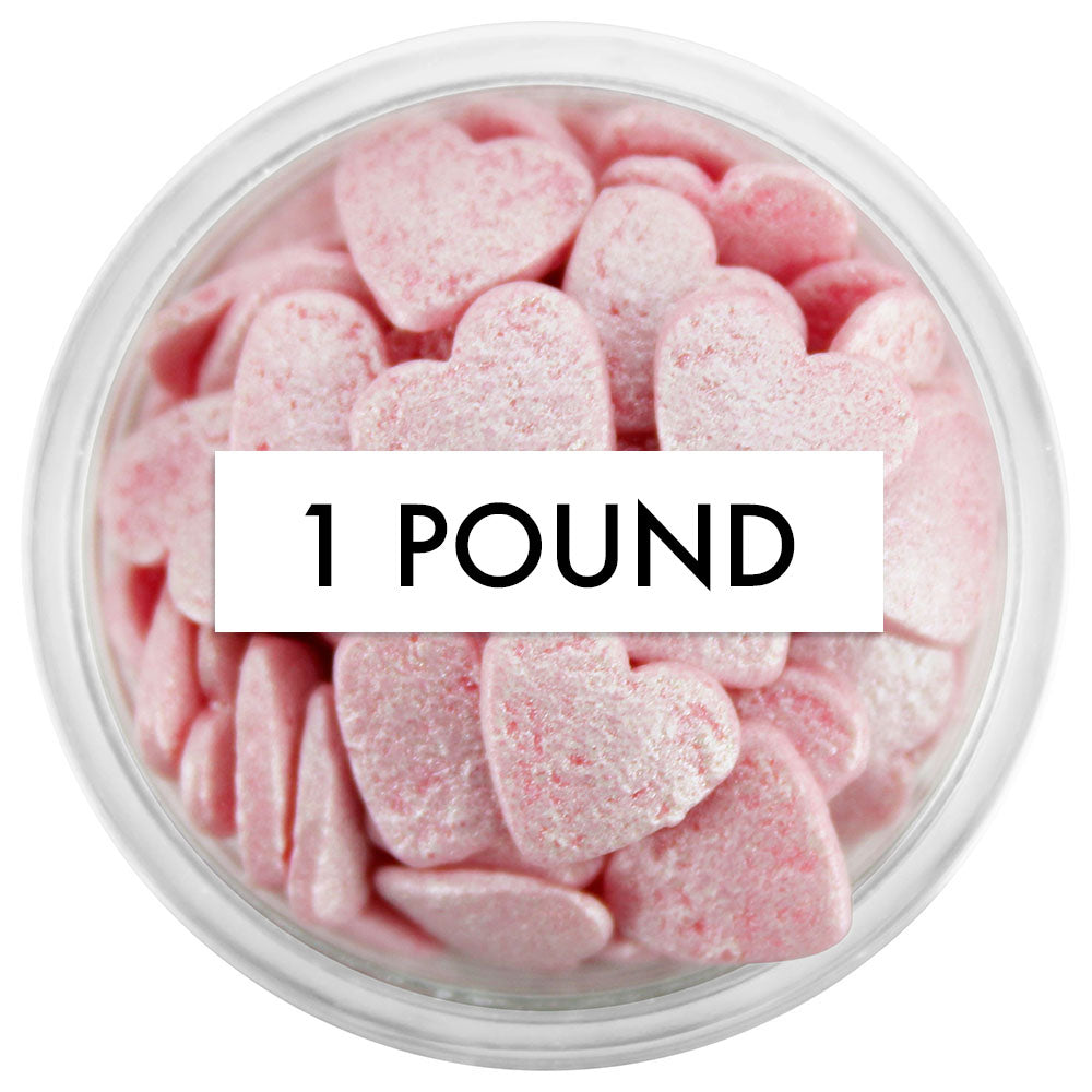 Light Pink Shimmer Heart Sprinkles 1 LB