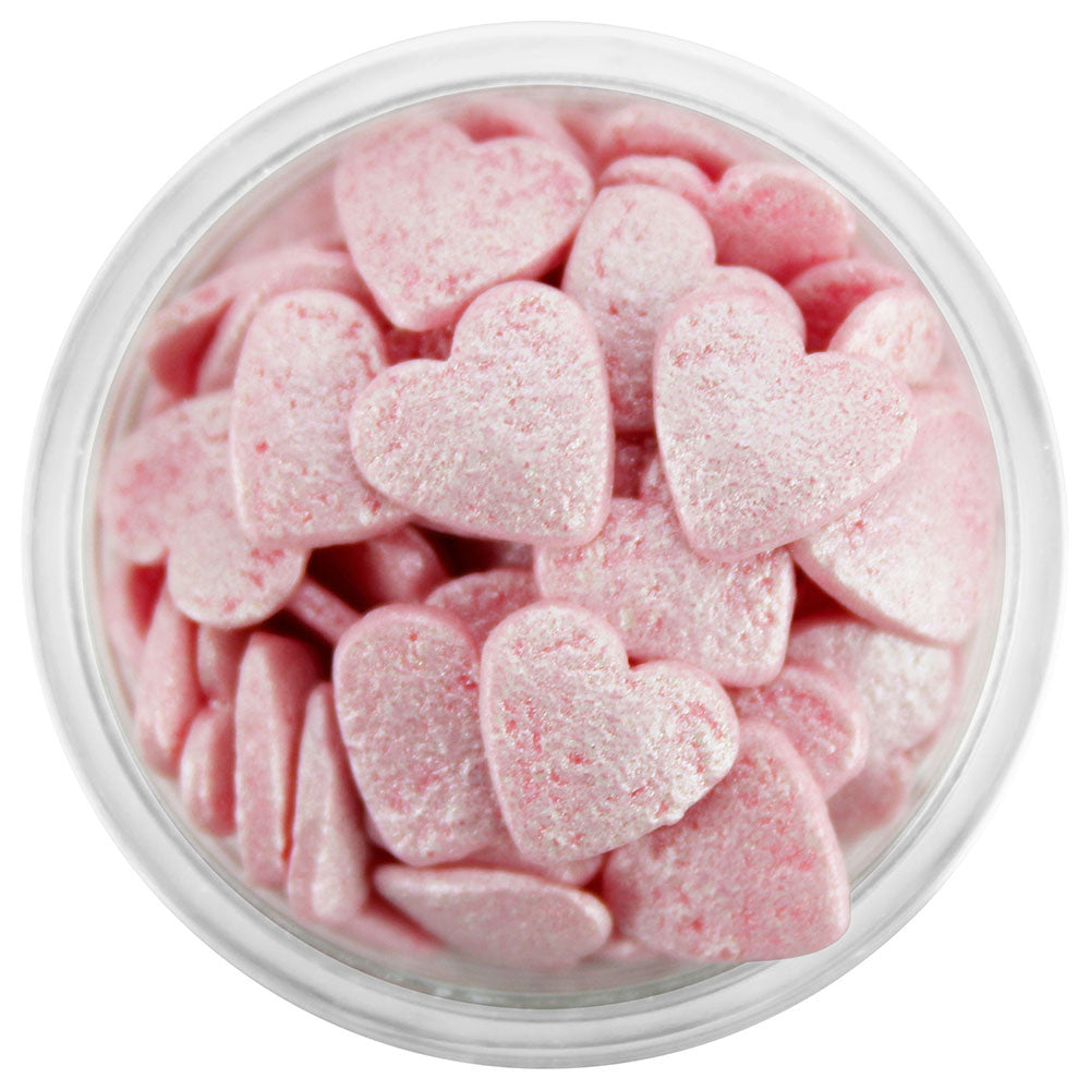 Light Pink Shimmer Heart Sprinkles