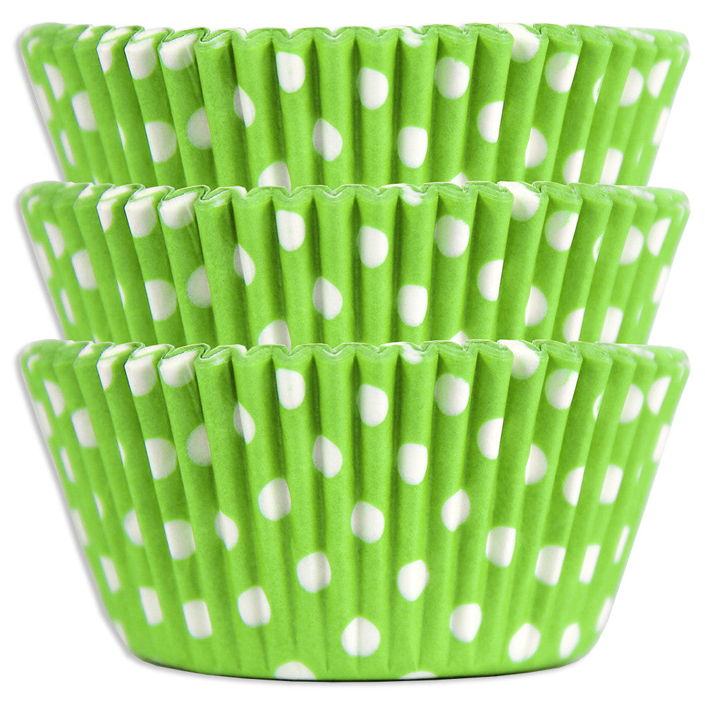 Lime Green Polka Dot Baking Cups