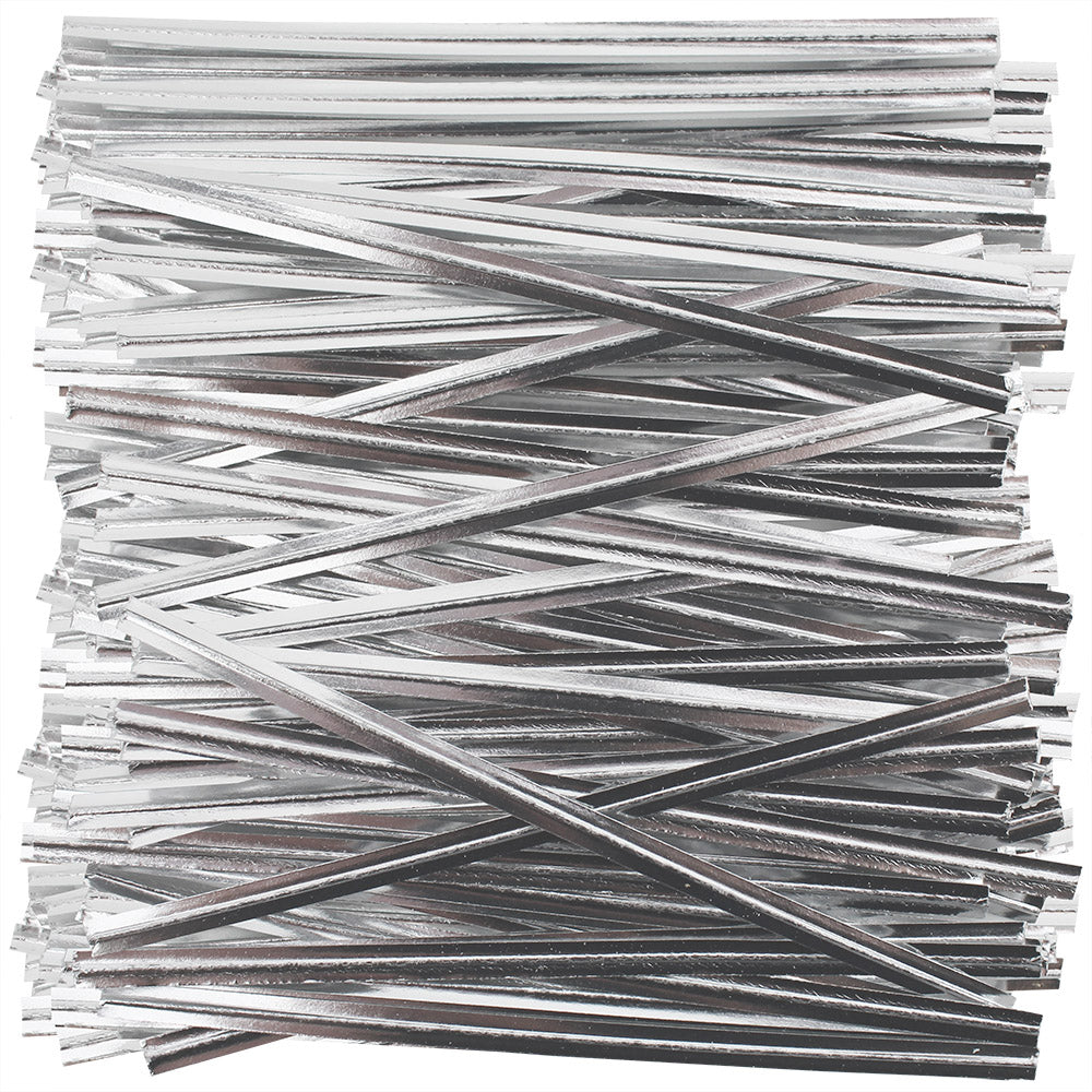 Metallic Silver Paper Twist Ties