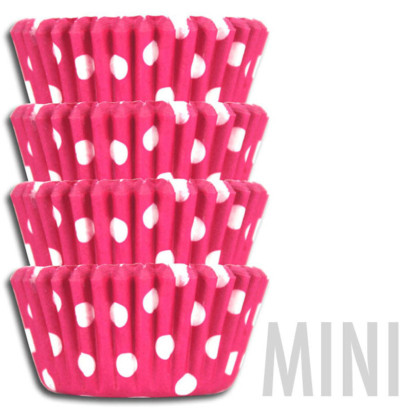 Mini Hot Pink Polka Dot Baking Cups