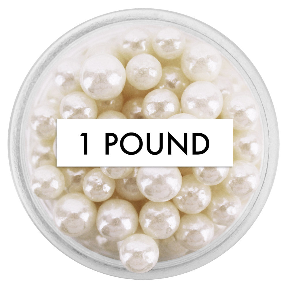 Pearly White Sugar Pearls 5-6MM 1 LB