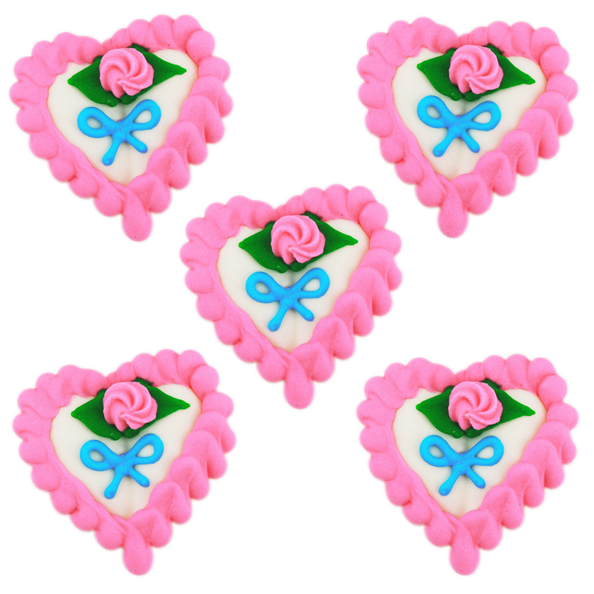 Pink Rose Vintage Valentine Icing Hearts