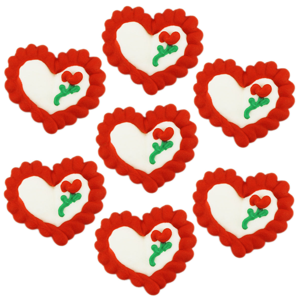 Red Rose Vintage Valentine Icing Hearts