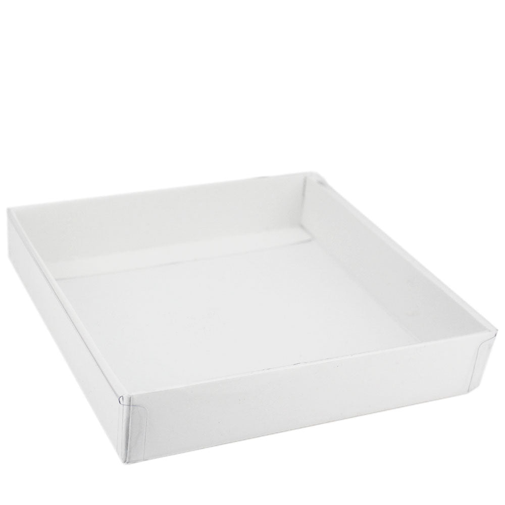 Square White Candy Box With Clear Lid 1/2 LB