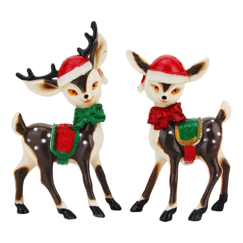 Vintage Christmas Deer Cake Toppers